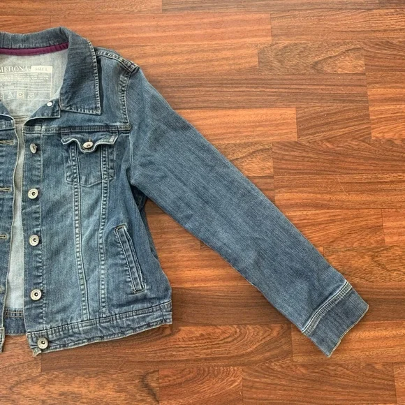 Merona Casual Button Up Denim Long Sleeve Jacket Womens Size L Blue - Picture 2 of 7